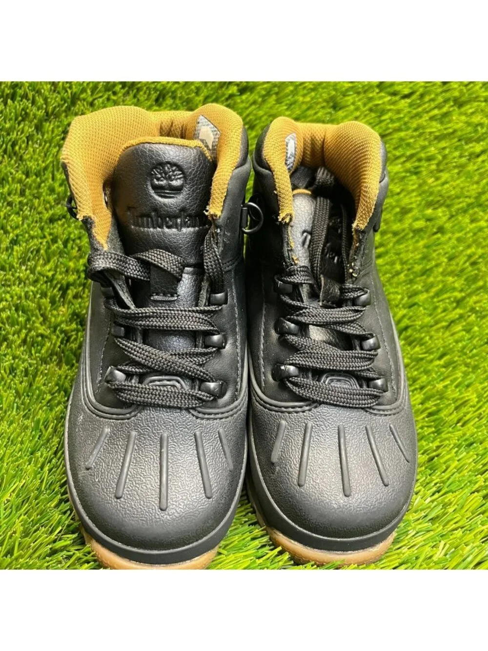 Timberland Euro Hiker Boys Size 10C Black Gum Leather Waterproof Shell Toe Boots
